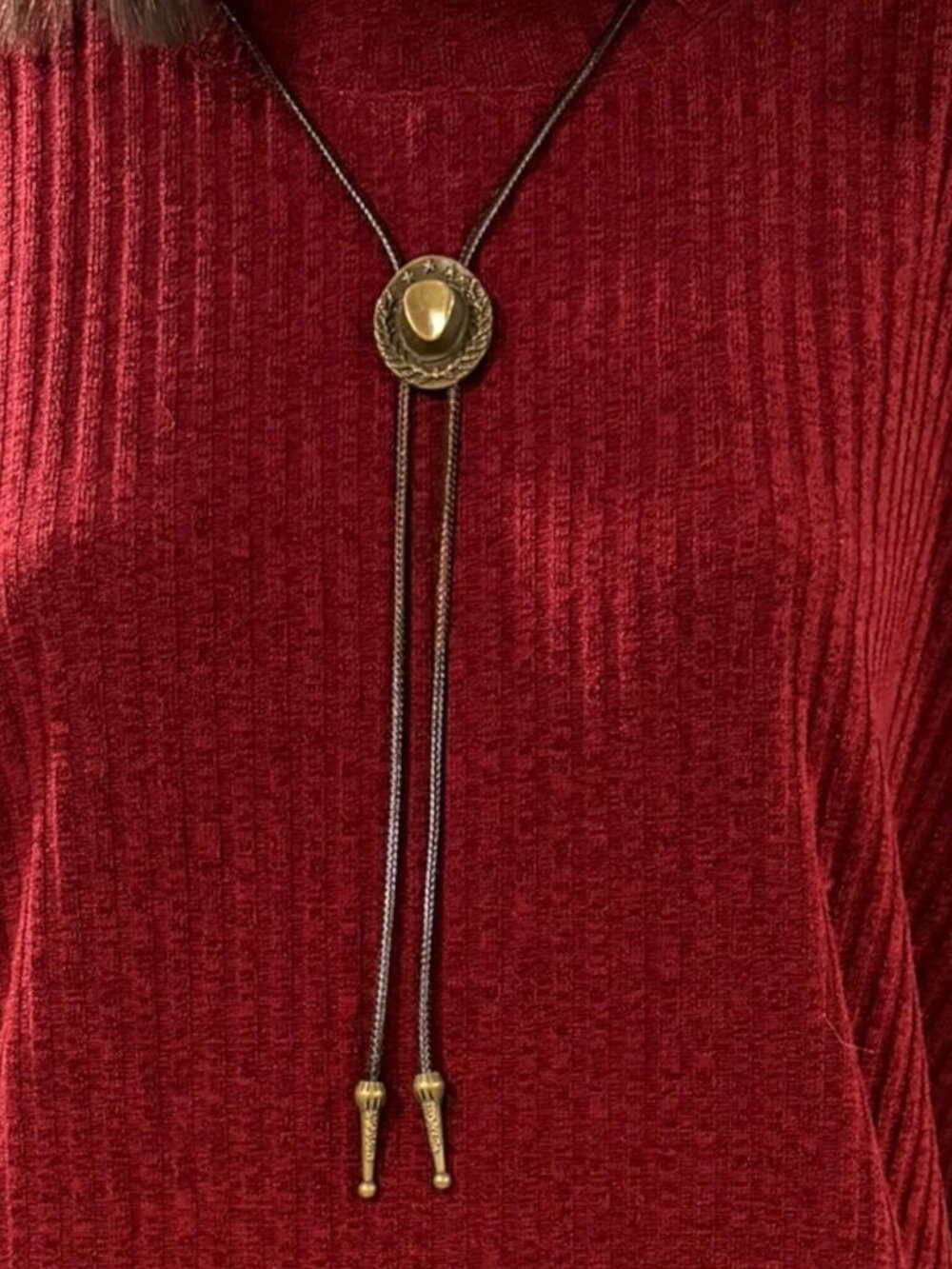 Antique Cowboy Hat Bolo Tie NWT